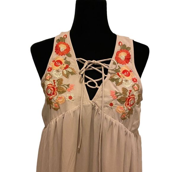 Andree by Unit Boho Inspired A-line Sleeveless Embroidered Dress Size Small - Picture 6 of 12